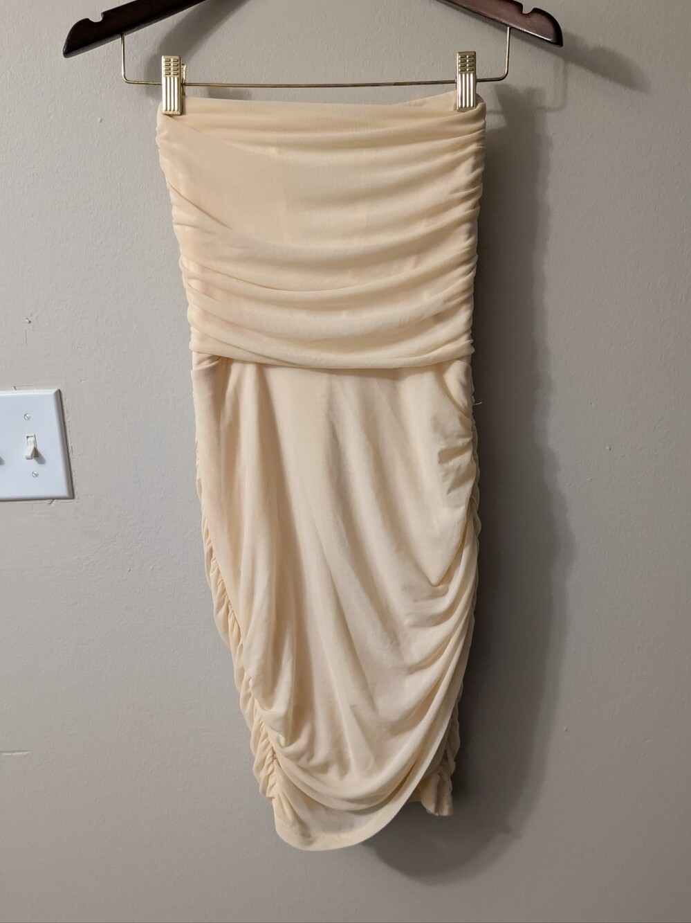 Strapless Corset Top Ruched Cream Bodycon Mini Dress